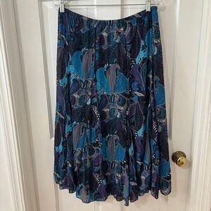 Vintage Midi Blue Semi sheer Whimsical Skirt Boho Fairy‎ Dreamy Flowy Sz L?